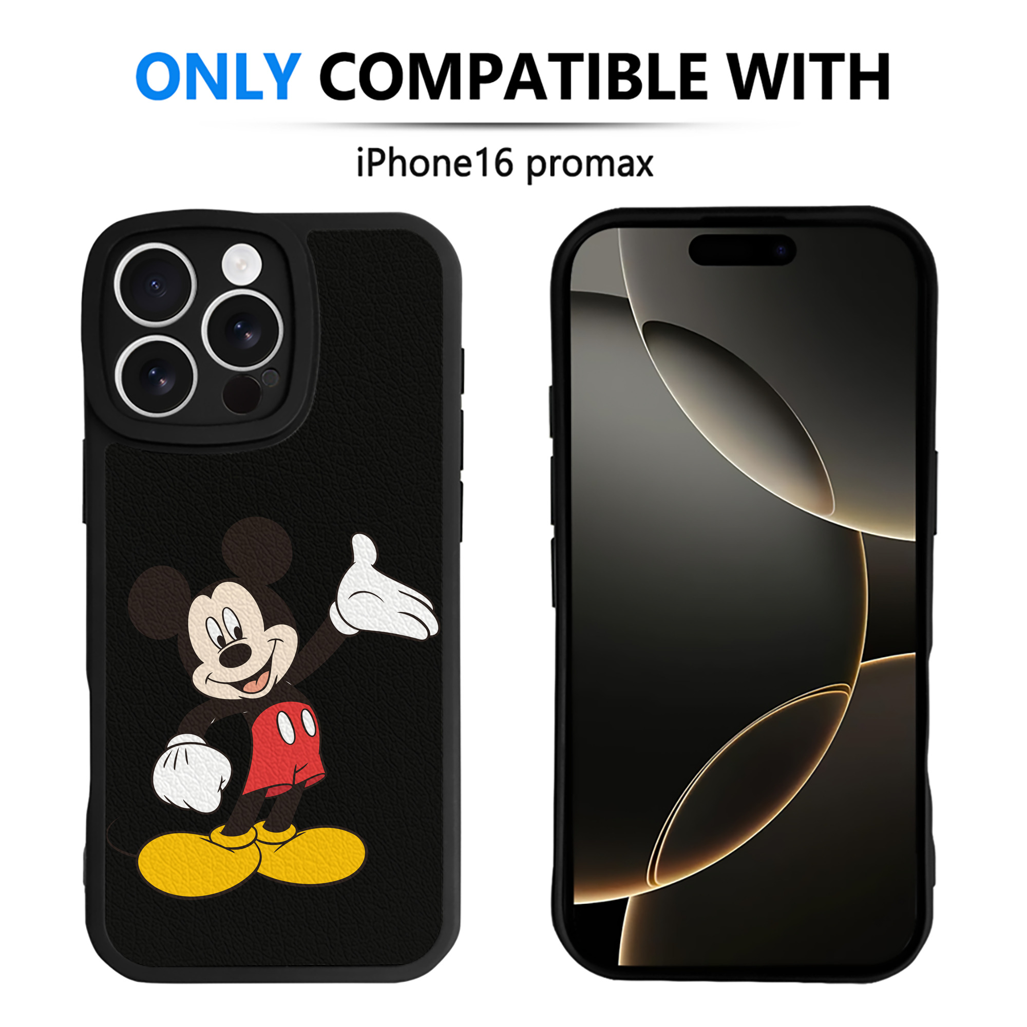 （画像用） ミッキーマウス Mickey Mouse 【iPhone 16シリーズ対応】シリコンスマホケース（レザー調） 材質：シリコン